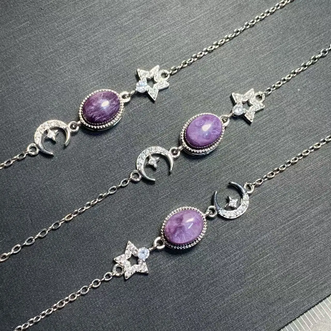 

9WEDDING Natural Charoite Bracelet For Women Adjustable Fine Jewelry Stone luxury fashion women jewelry anniversary & engagement