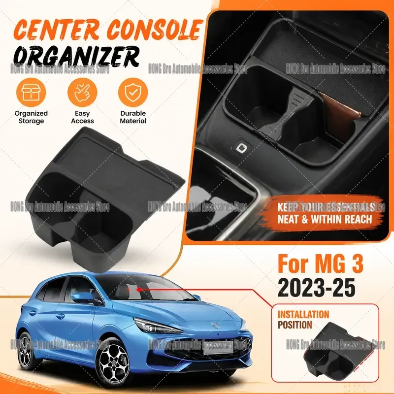 For MG3 2023-2025 Cup Holder Storage Tray Organizer Non-slip Mat Central Console Protective Pad Car Interior Accessories
