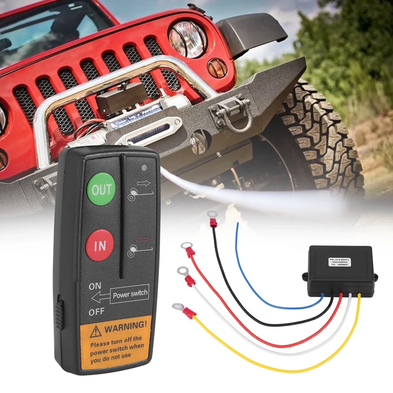 3 Set 12V Universal Car Digital Wireless Winch Crane Remote Control Controller Recovery Kit W/ Twin Handset Remote Rang