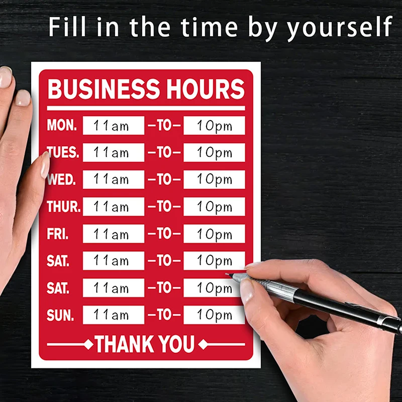 PVC Business Hours Open/Closed Sign Sticker Label For Shop Office Door Window Signage Signs Daily Open Times Display