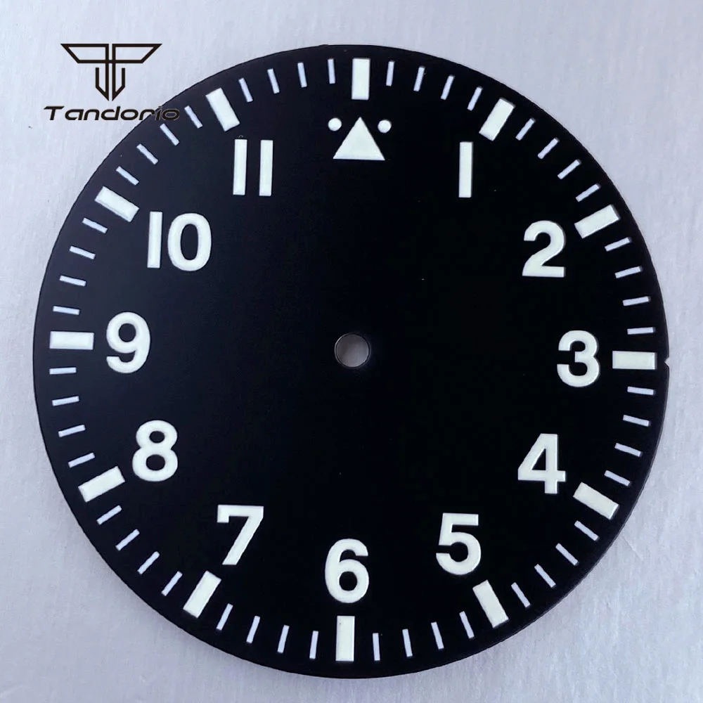 38mm Pilot Watch Dial+Hands Black/Blue/Green/White Color Wristwatch Accessory Arabic Marks Luminous Fit NH35 NH36 ETA2824 PT5000