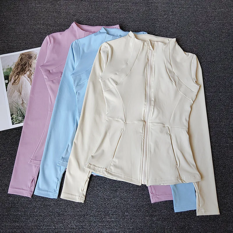 Autumn Winter Sports Jacket Women Zipper Cardigan Slim Slim Windproof Yoga Suit Quick Dry Running Fitness Long Sleeves Coat Suit
