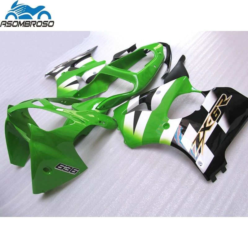 New Arrival Motorcycle parts Injection for Kawasaki Ninja ZX6R fairing kit 2000 2001 2002 green black set zx6r 00 01 02 18