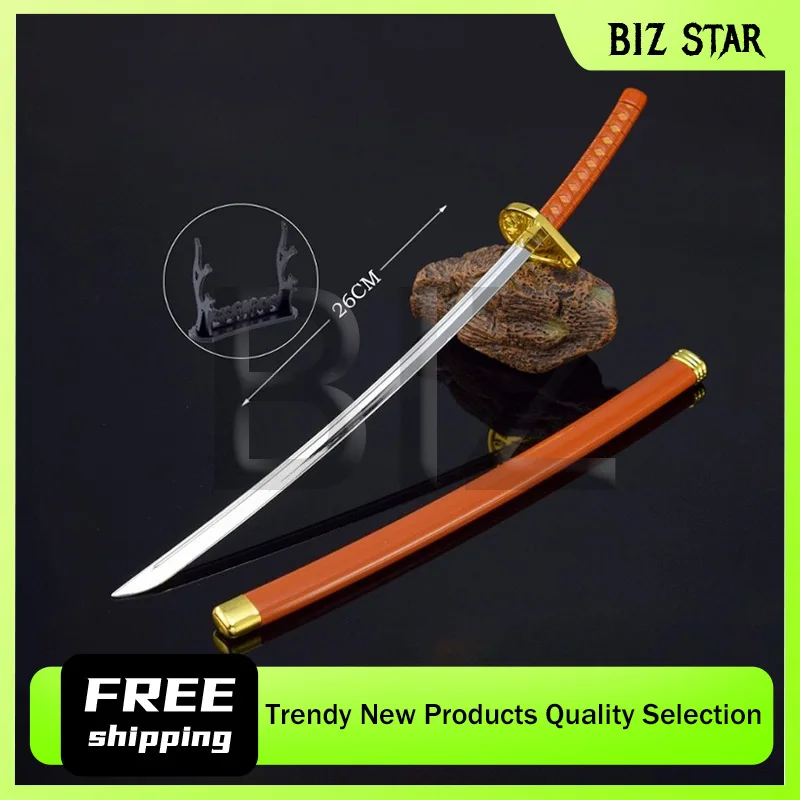 26cm/10.24in Bleachs Anime Peripheral Weapon Model Tousen Kaname Soul Slayer Blade Metalowy miecz zabawkowy dla chłopców Prezent urodzinowy Katana