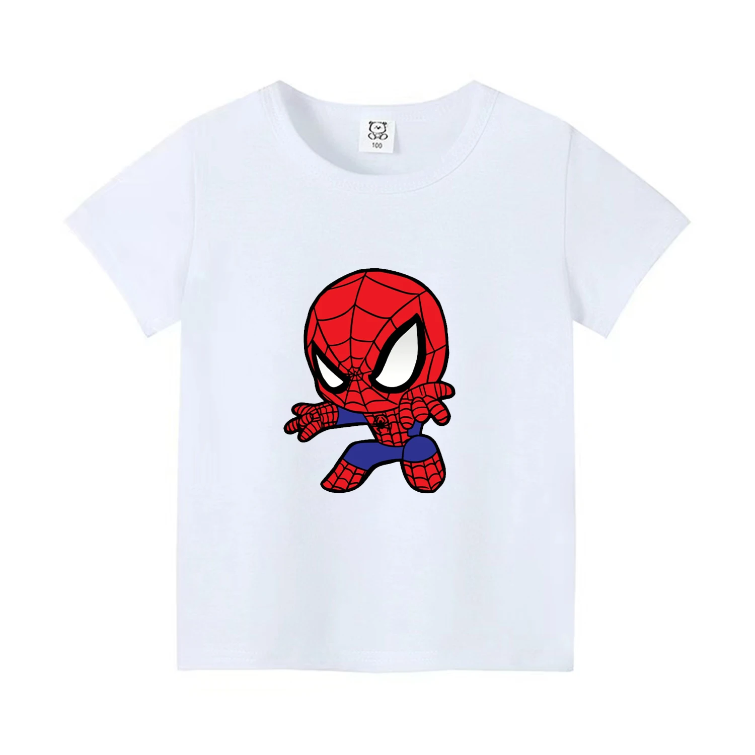 MINISO Spider Man 2024 Summer 4-14 Years Children's Cute Boys Girls Lightweight and Breathable 100% Cotton Print T-Shirt Tops