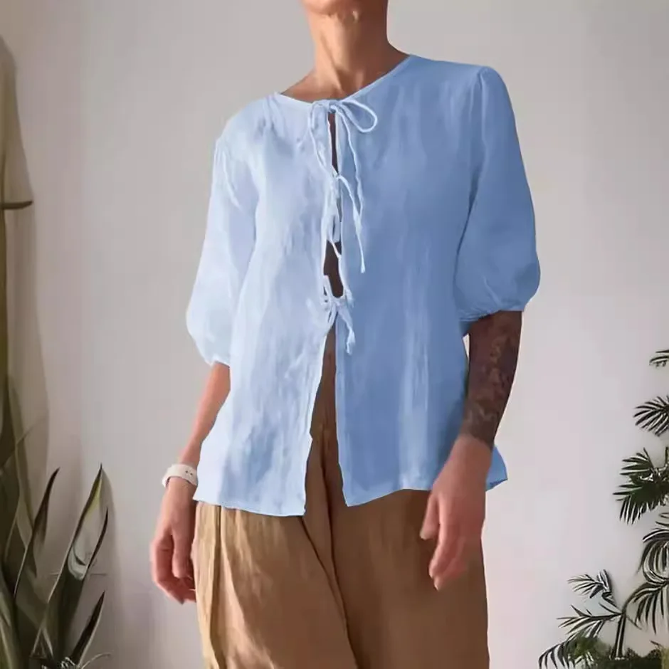 2025 ربيع المرأة مجموعة س الرقبة قصيرة الأكمام الدانتيل أعلى واسعة الساقين السراويل فضفاضة مجموعة المرأة أنيقة موضة ملابس نسائية غير رسمية