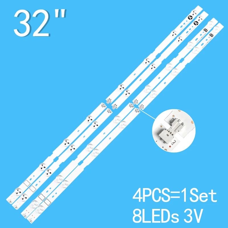 

New 4PCS/lot 2A+2B 619mm 8LEDs 3V For 32" TV 2012SONY32A 2012SONY32B Innotek 32" NDS REV0.4 A B