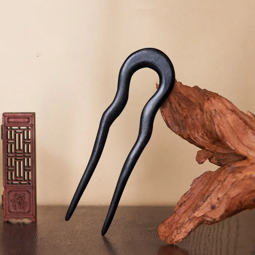 Cheongsam Hair Comb Clip Girl Hair Accessories Hanfu Hair Sticks Wooden Hairpin Chinese Style Headwear U Shape Hairpin