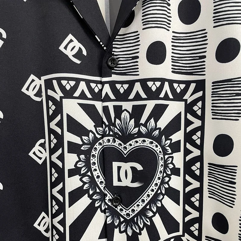 Luxury Royal Shirt Men Casual Letter Printed Short Sleeve Mens Social Paisley Shirt Manga Longa Prom Party Shirts Chemise Homme