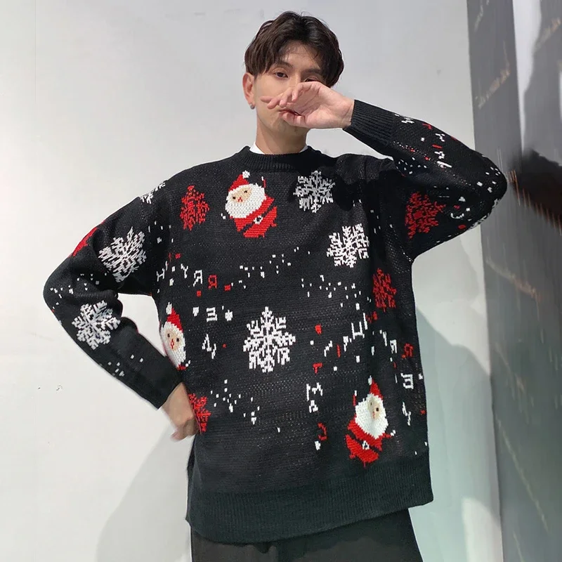 Christmas Knitted Sweaters Family Couples Christmas Jacquard Jumpers Long Sleeve Warm Thicken Knitwear Sweater Pullover