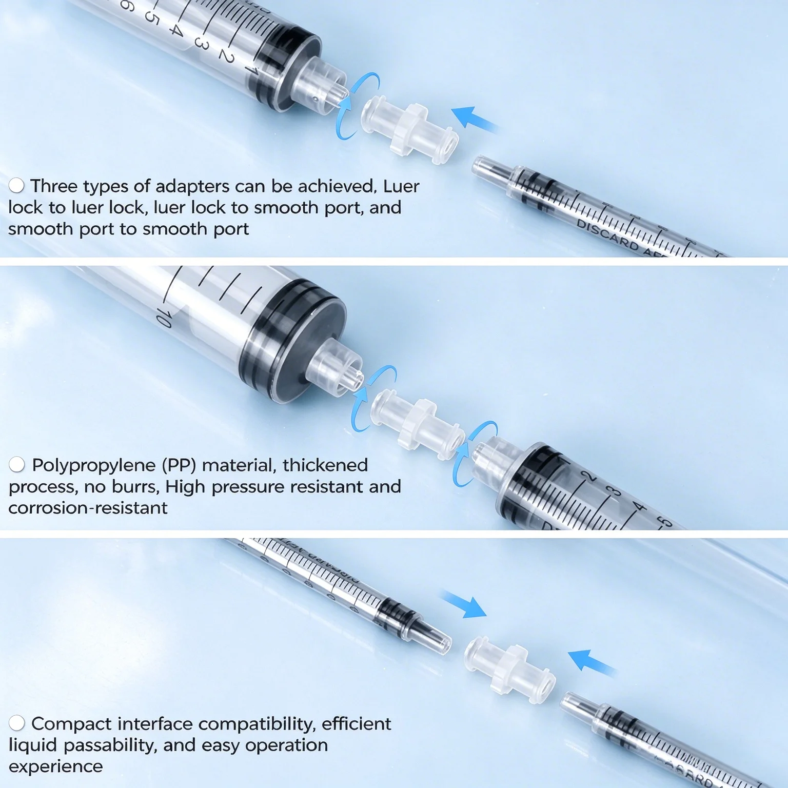 30/15/10 Pcs Luer Lock Connectors & Adapters Liquid Transfer Fittings, For Lab Syringe to Vial Fluid Transfer
