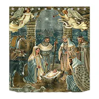 Waterproof Fabric Welcome Nativity Jesus Bathroom Unique Shower Curtain Liner