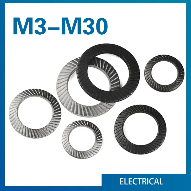 5/ 10/ 100pcs M3 M4 M5 M6 M8 M10 M12 M14- M30 304 Stainless Steel/ 65# Mn Steel Locking Washer Printing Oblique DIN9250