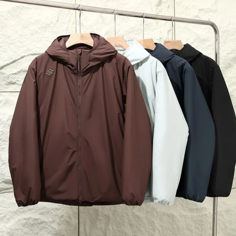 

Теплая хлопковая куртка для мужчин, осенне-зимняя, с капюшоном, утепленная, модная, городская, повседневная, утолщенная, с длинными рукавами