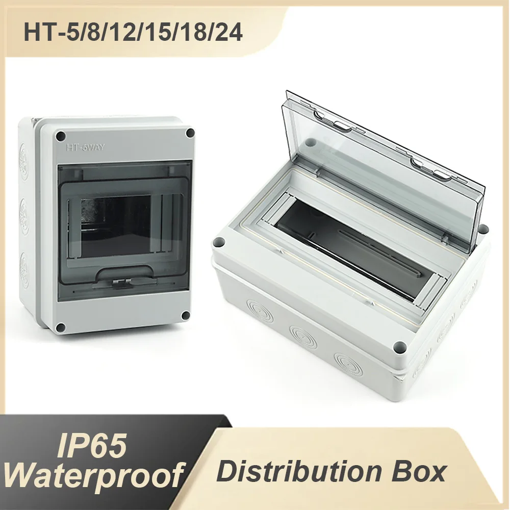 

Distribution Box IP65 Waterproof Junction Box Outdoor Switch Box HT Series 5/8/12/15/18/24 Way Plastic Electrical Enclosure