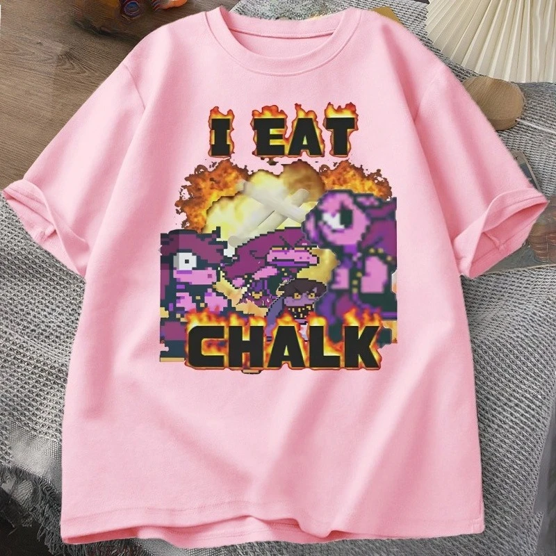 I Eat Chalk Deltarune Game T-Shirt für Damen, lässig, lustig, kurzärmelig, Rundhals-T-Shirt, Streetwear, Grafik-T-Shirts – Detail 5