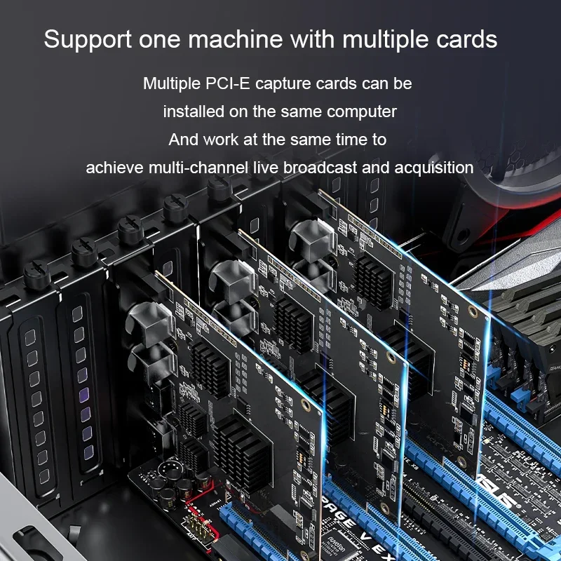 Acasis-tarjeta de captura de Audio y vídeo Compatible con SDI y HD, 4 canales, transmisión en vivo, grabación en caja para PS4, DVD, videocámara y cámara