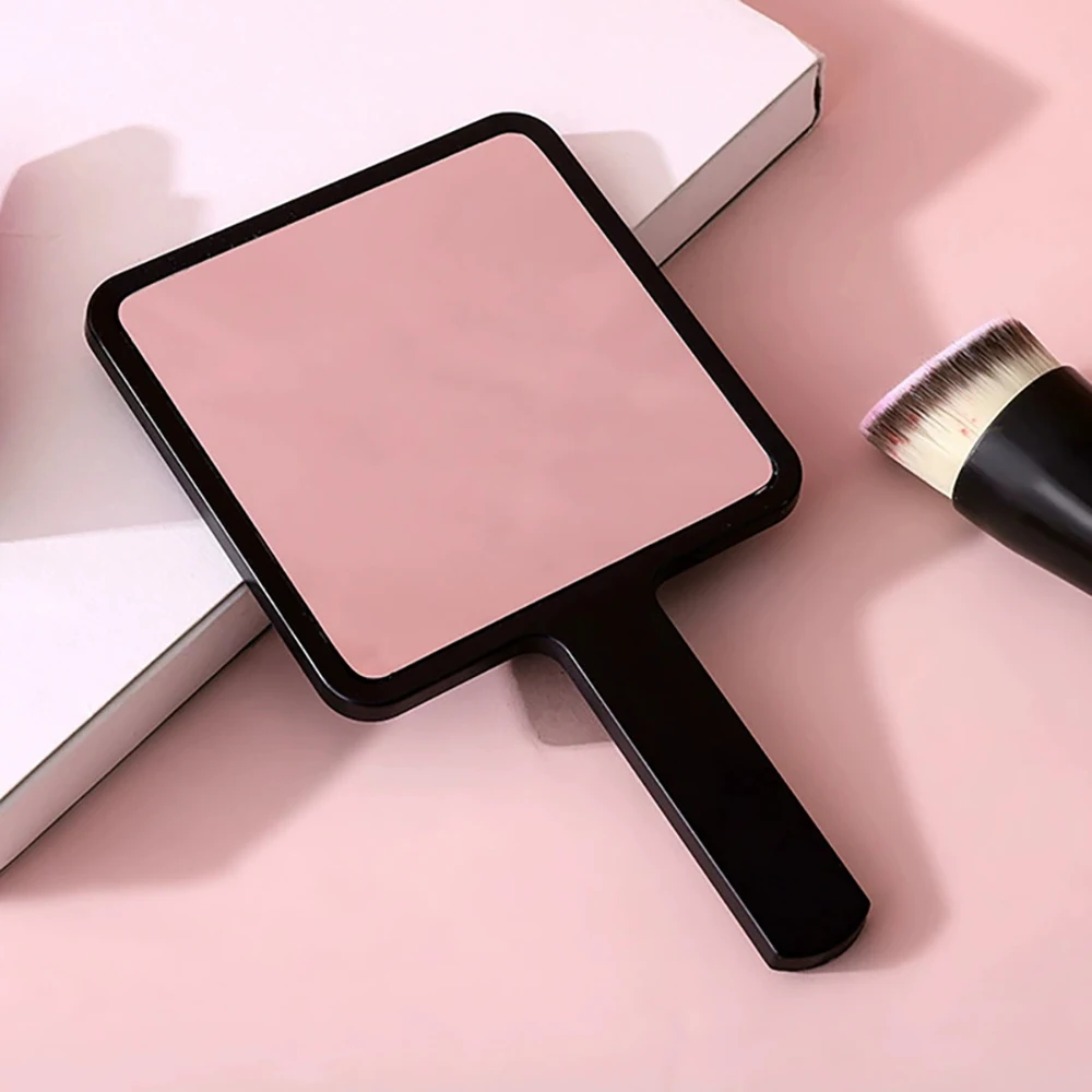 مرآة مكياج محمولة مربعة الشكل مع مقبض، مرآة زينة محمولة بالاسم الأولي، زهرة أرجوانية، نمط 26 حرفًا #4