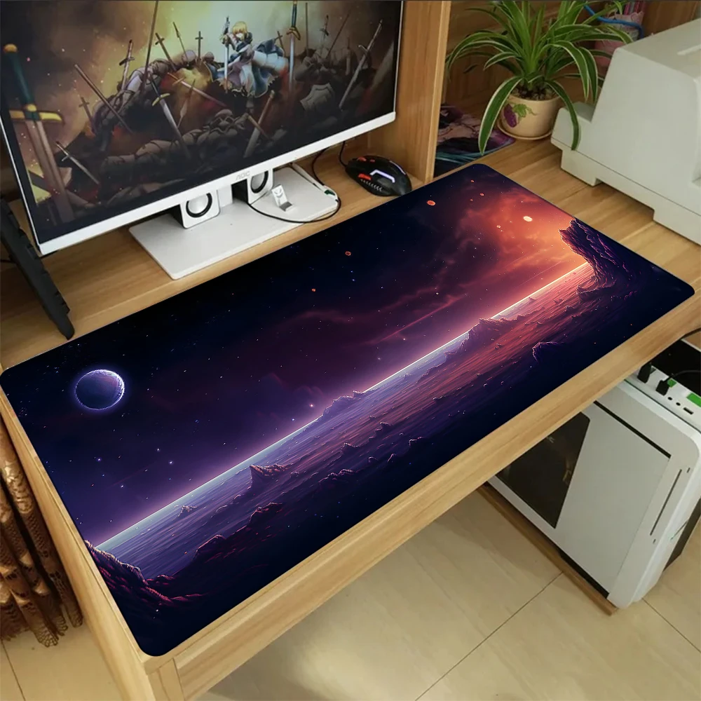 Desolate Planet Office Mouse Mousepad Space Gaming Accessories Keyboard Pad Diy Games Computer Desk Mat Xxl Rug Desk Pad