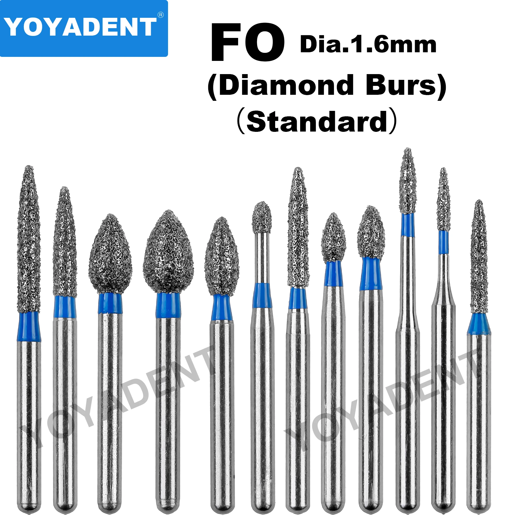 FO Type Dental Burs Dentistry Strawberries Dental Diamond Burs for High Speed Handpiece Dental Lab Polishing 1.6mm 10pcs/Pack