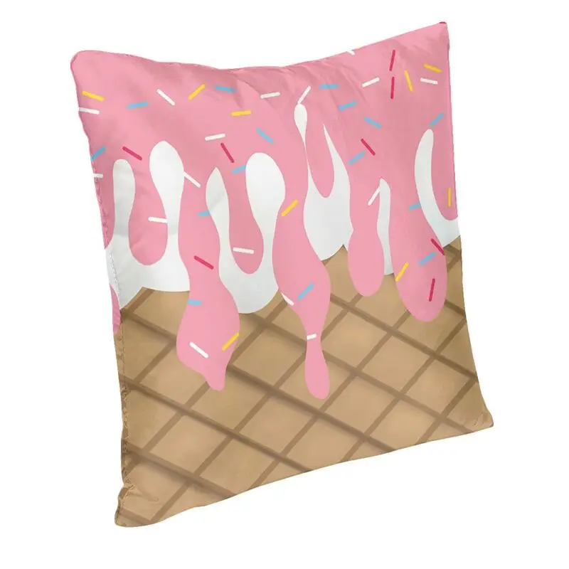 Pink Melting Ice Cream Cushion Covers Sofa Home Decorative Waffle Pattern Square Throw Pillow Case 45x45cm