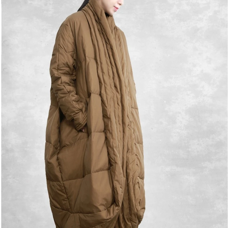 Women's Autumn Winter Top Coat Down Jacket White Duck Down Warm Large Size Retro Simple Fashion New Soft Niche Versatile Skinny