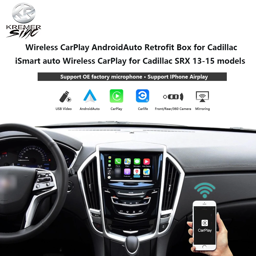 

Беспроводной CarPlay AndroidAuto модифицированный ящик для Cadillac kSmart авто беспроводной CarPlay для Cadillac SRX 13-15 модель