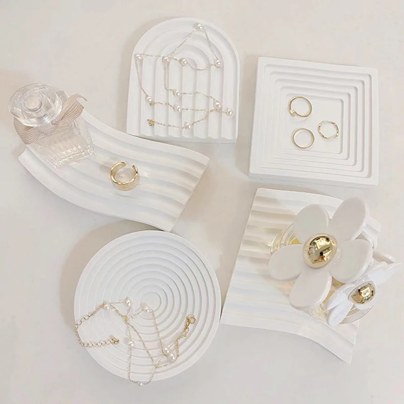 Gypsum Jewelry Display Tray Jewelry Holder Organizer Storage Tray Display Plate Ring Bracelet Necklace Jewelry Decoration