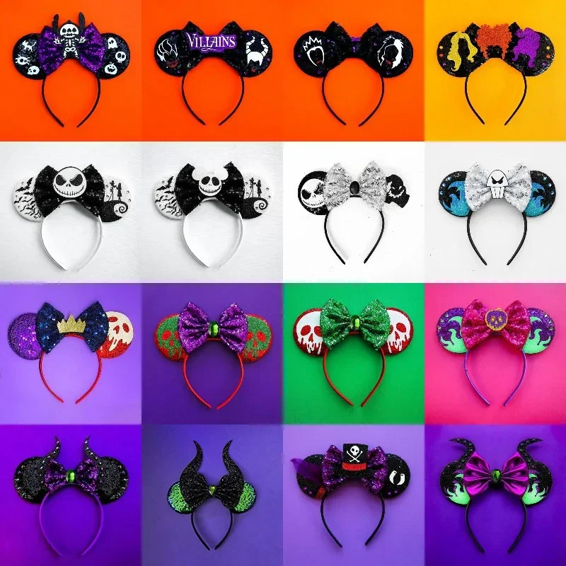 Disney-Minnie Mouse Ears Headbands para meninas e mulheres, pontos brancos, arcos vermelhos, Mickey Mouse Hairband, Acessórios para cabelos de