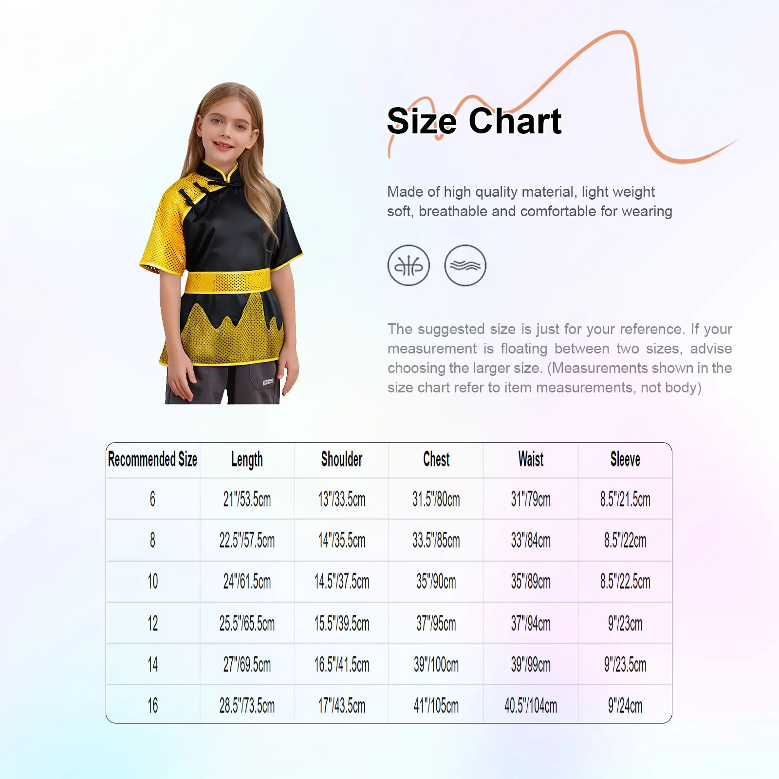 Boys Martial Arts Tops Performance Costume Knot Buttons Mandarin Collar Short Sleeve Color Block Shiny Sequins Top with Belt