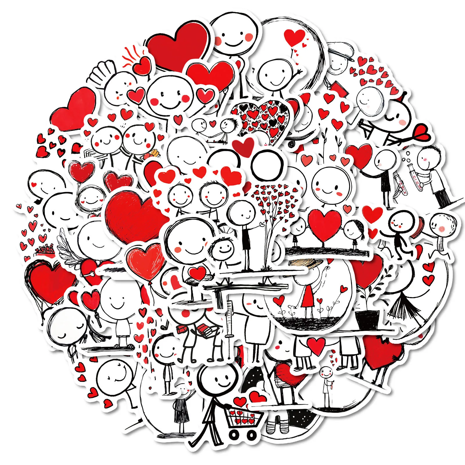 

10/50PCS Stick Figures Little People Stickers Red Love Graffiti Decoration Cartoon Toys Laptop Guitar Car Bike Skateboard Decals