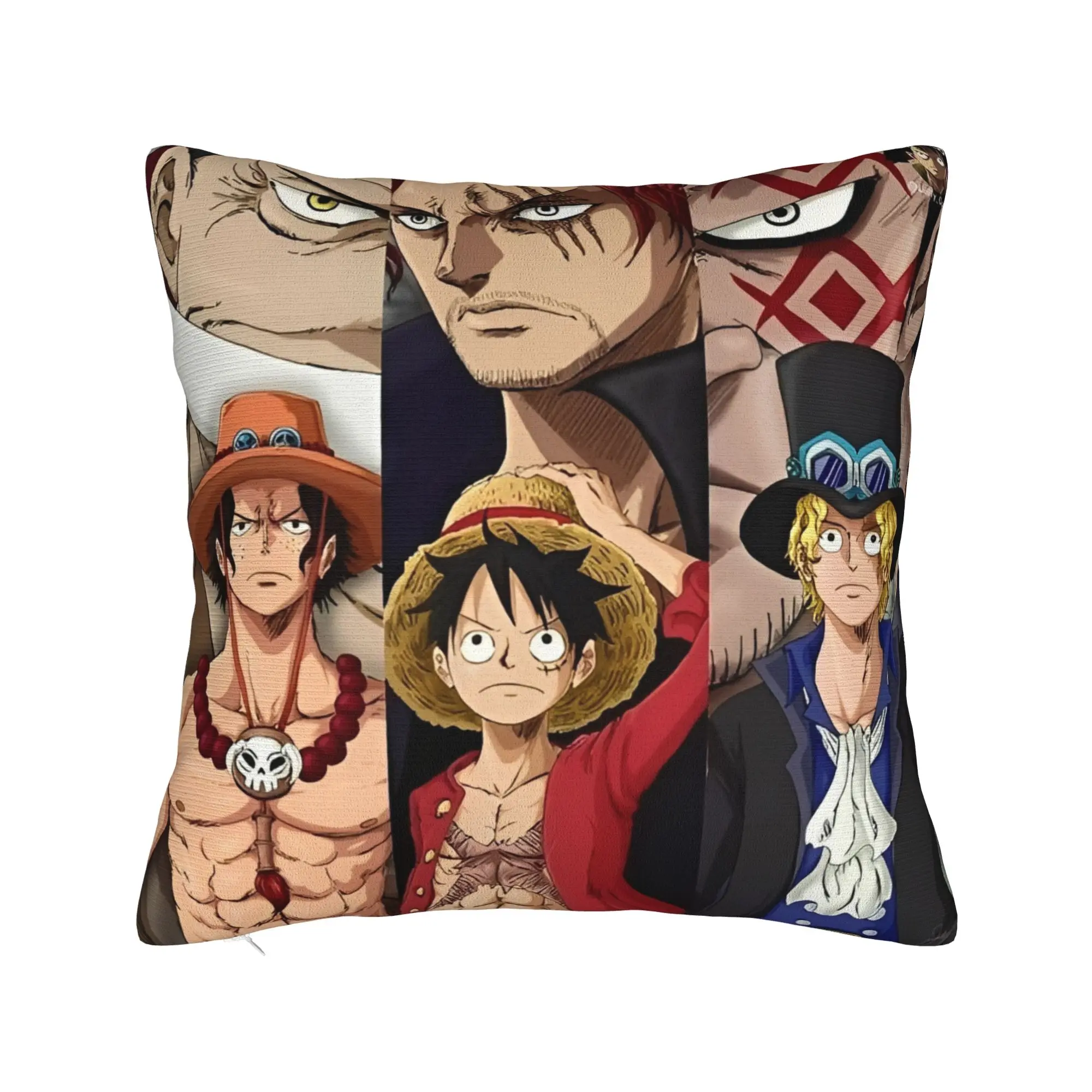 One Piece  Ace Luffy  Sabo  Pillowcase Polyester Cushion Cover Decor  Throw Pillow Case Cover Home Zipper 40X40cm