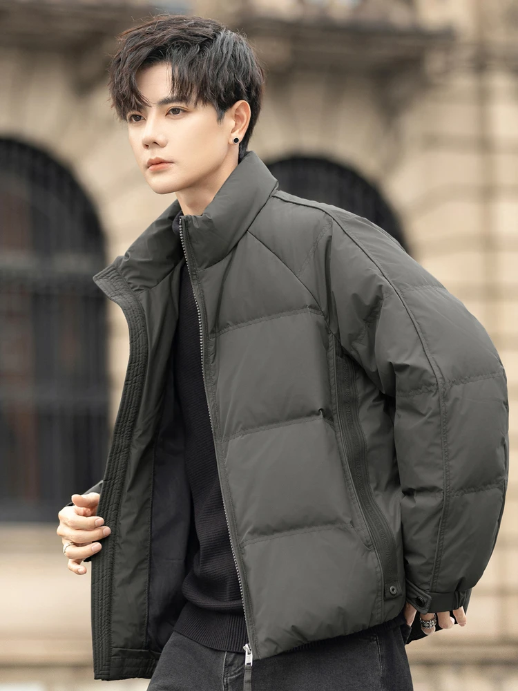 

Мужская утепленная короткая пуховая куртка с воротником-стойкой, теплая, повседневная, из полиэфирного волокна, зимняя, новинка, модная