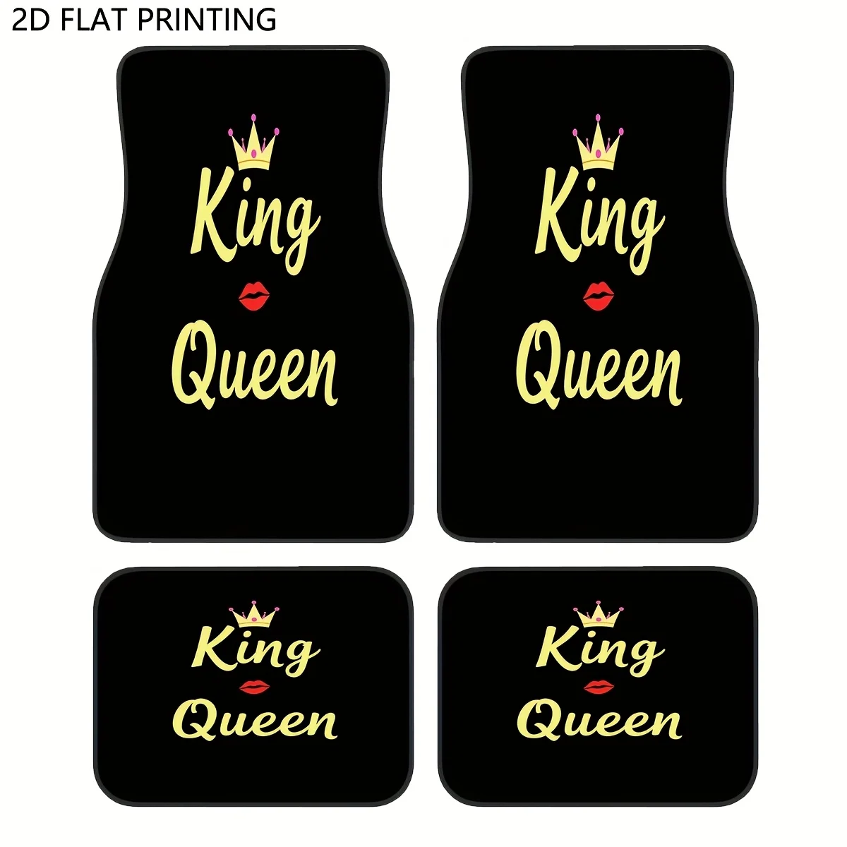 4pcs King And Queen Patterned Car Mats, Automotive Carpets, Car Pads, Stylish Car Additions, Suitable For Cars And Sedans, Gifts