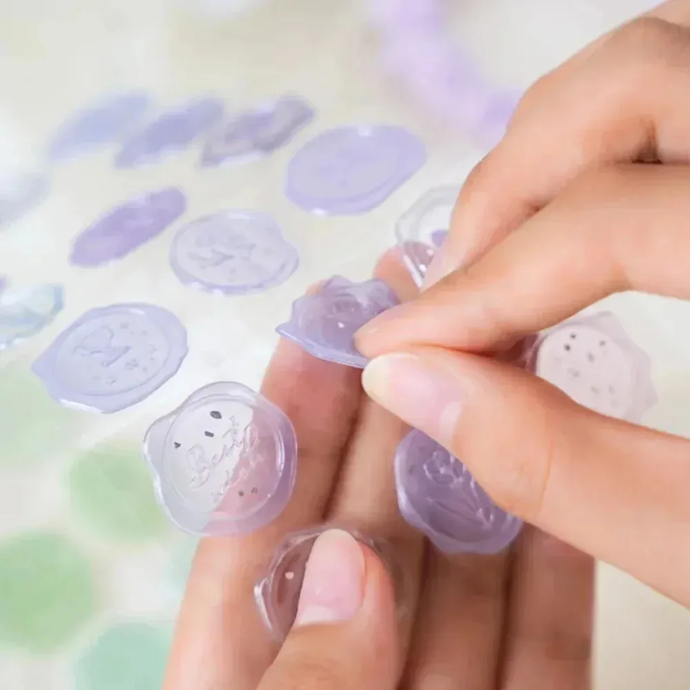 18Pcs Transparent Pre-Made Wax Stickers, Adhesive Wax Seal Stickers Birthday Bridal Shower Party Presents Craft Scrapbook Gift