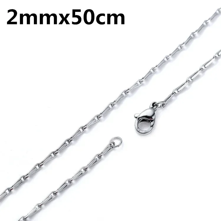 Titanium steel chain Men and women 316L stainless steel cut surface grinding sticks chain Titanium steel BRK necklace