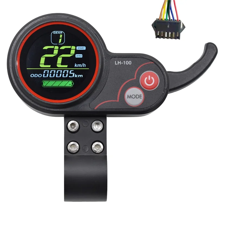 LH100 LCD Display Dashboard 24V-60V Throttle Meter for Kugoo Electric Scooter/Ebike Speedometer(SM Plug 6PIN)