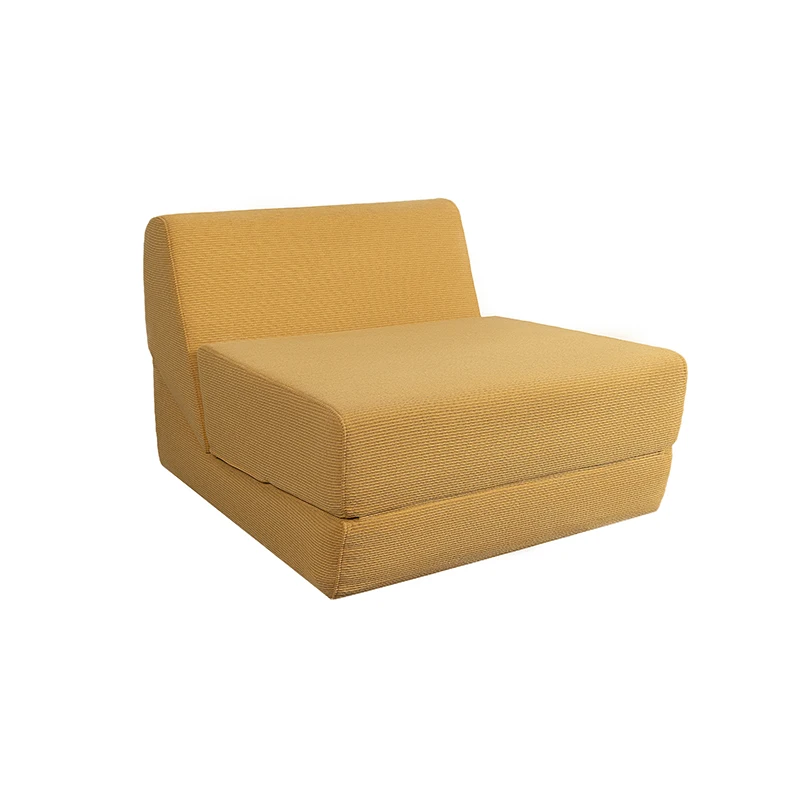 Foldable Velvet Compressed Single Sofa 2 in 1 Orange Compress Sofa Chair Space Saving Living Room Furniture