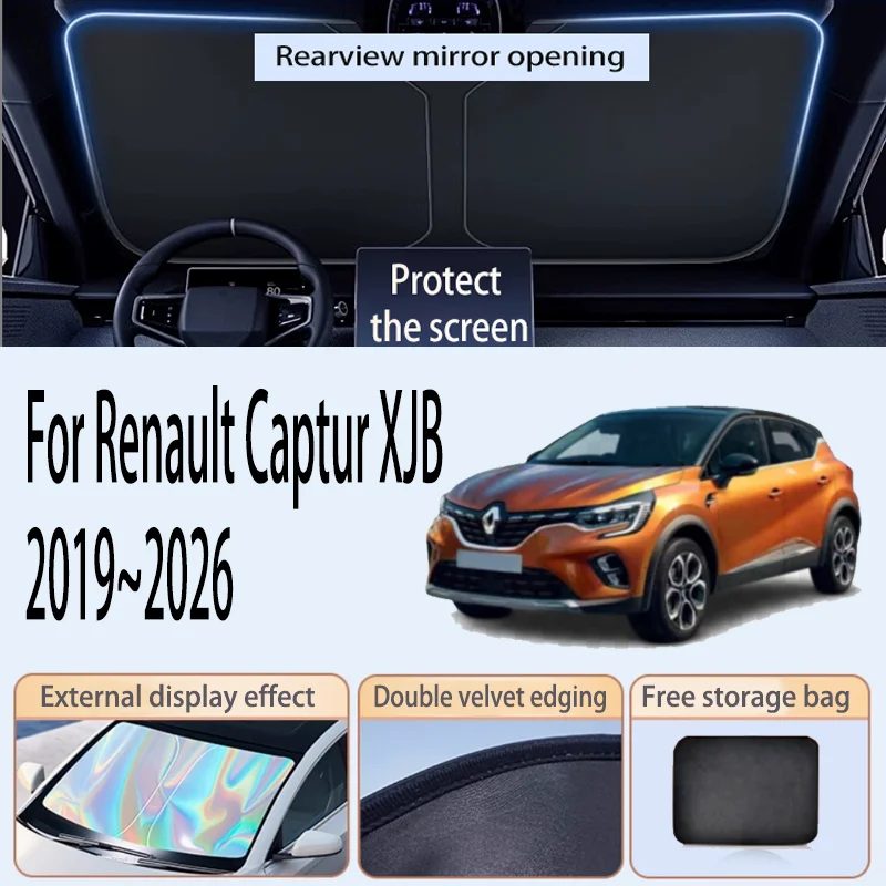 

Складной отражатель солнцезащитный козырек для Renault Captur XJB 2019 ~ 2026, лобовое стекло автомобиля, солнцезащитный козырек, теплоизоляция, летние автомобильные аксессуары