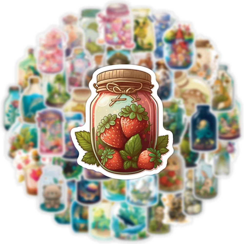

10/30/50pcs Cartoon Funny Bottle World Stickers Decals for Skateboard Luggage Phone Diary Car Helmet Waterproof Graffiti Sticker