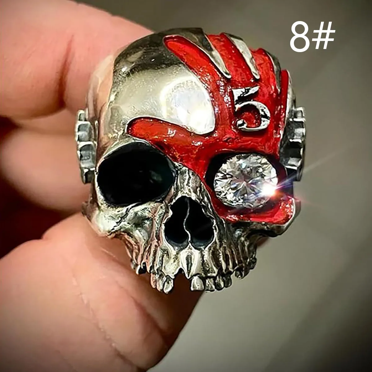Fünf-Finger-Totenkopf-Ring, Vintage Chunky Deathring Silber Schwarz Retro Gothic Schmuck Zierlicher Goth-Ring für Männer – Detail 7