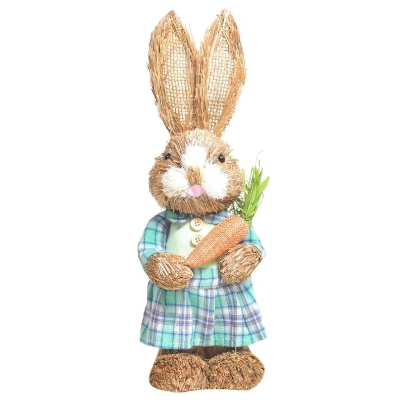Straw Rabbit Bunny Decorations Photo Props Home Garden Easter Party Wedding Ornaments Standing Rabbit DIY Crafts
