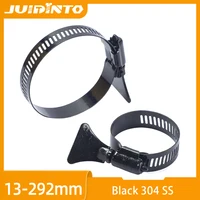 1-5 unidades Abrazadera de manguera ajustable tipo llave con engranaje helicoidal de acero inoxidable negro de 6-235mm para grifos, tuberías de agua y automoción