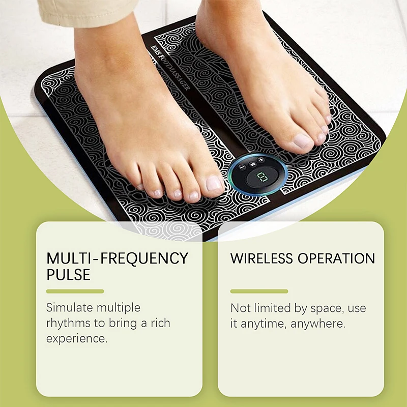 مدلك كهربائي EMS لتدوير القدم مع 8 أوضاع USB قابل لإعادة الشحن وجهاز تحكم عن بعد للاسترخاء معزز للقدمين والساقين