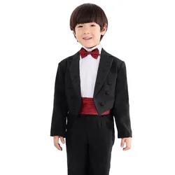 Baby Boy Tuxedo Blazers Coat Vest  Pants Bow Tie Kids Clothing Sets Size 1-4T Children Stage Shows Birthday Party Formal Suits