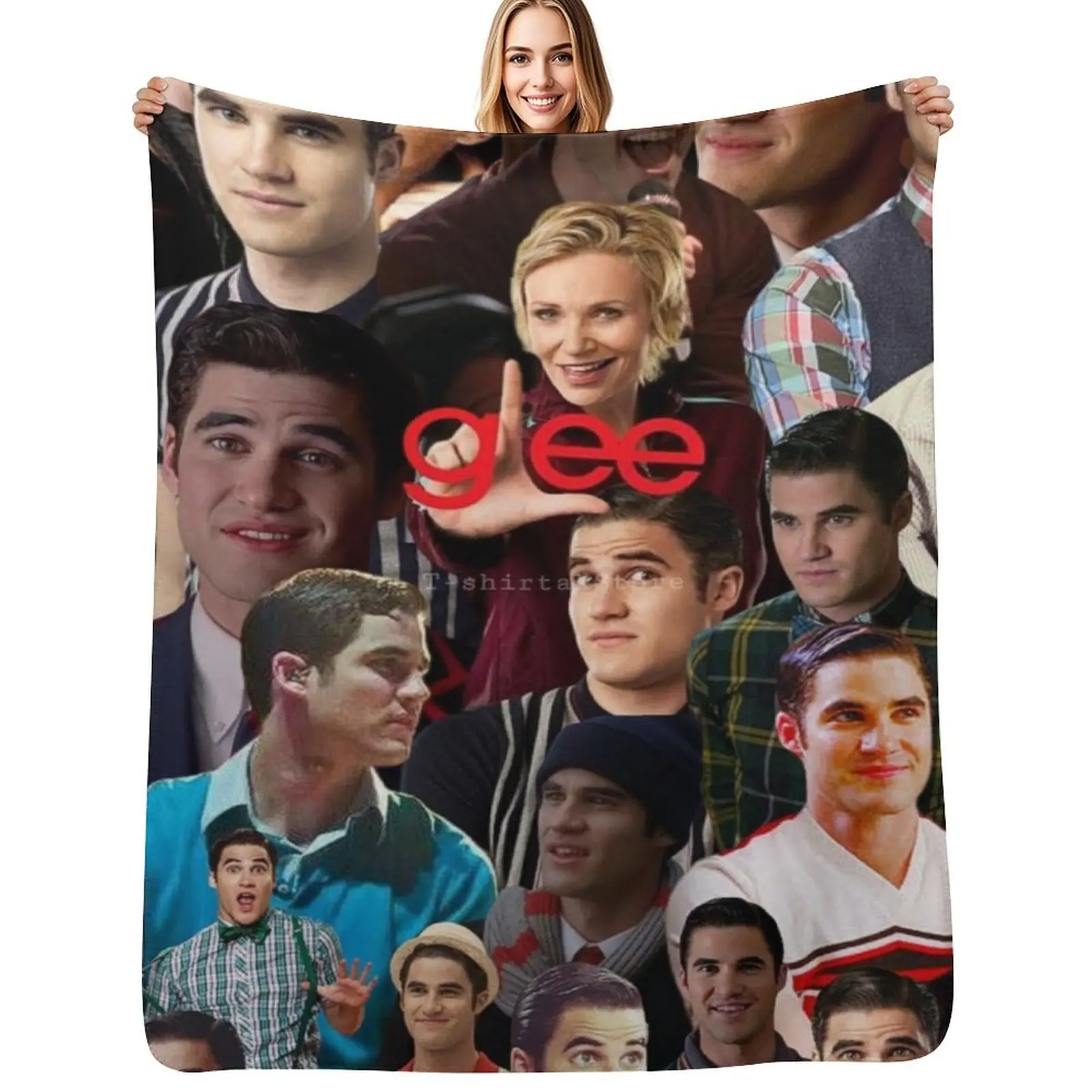 

blaine anderson-glee photo collage Throw Blanket Plush Fuzzy Cozy Blanket for Couch Sofa