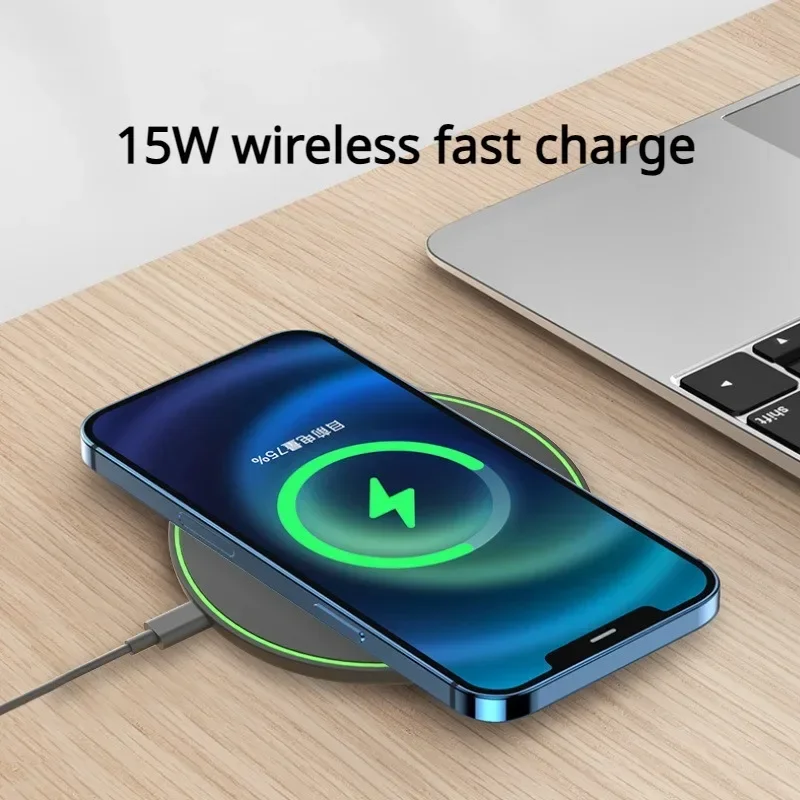 شاحن هاتف لاسلكي عالي الجودة رفيع للغاية بقدرة 15 وات، متوافق مع شحن لاسلكي للهاتف المكتبي Apple وHuawei 10W #3