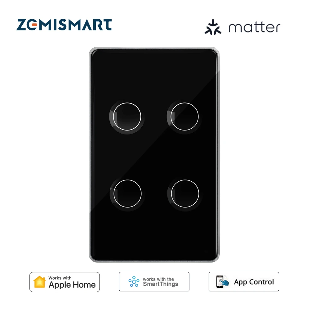 Zemismart Matter Over WiFi Smart Switch US Wall Light Touch Switch Homekit SmartThings APP Remote Control