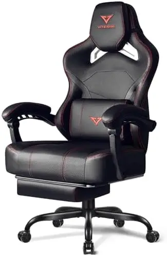 Cadeira de Jogos Grande e Alta com Capacidade de 400lb e Apoio para os Pés, Cadeira de Videogame Estilo Racing com Encosto Alto para Adultos, Couro PU