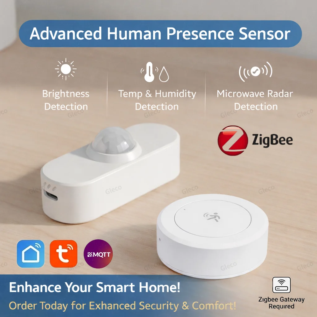 

Датчик присутствия человека Zigbee 24G с радаром mmWave, приложение Tuya Smart Life или версия Z2M (опционально), с функцией определения температуры/влажности/освещенности